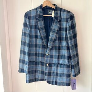 Vintage pre-1991 NWT Blue Plaid Blazer size 8 petite